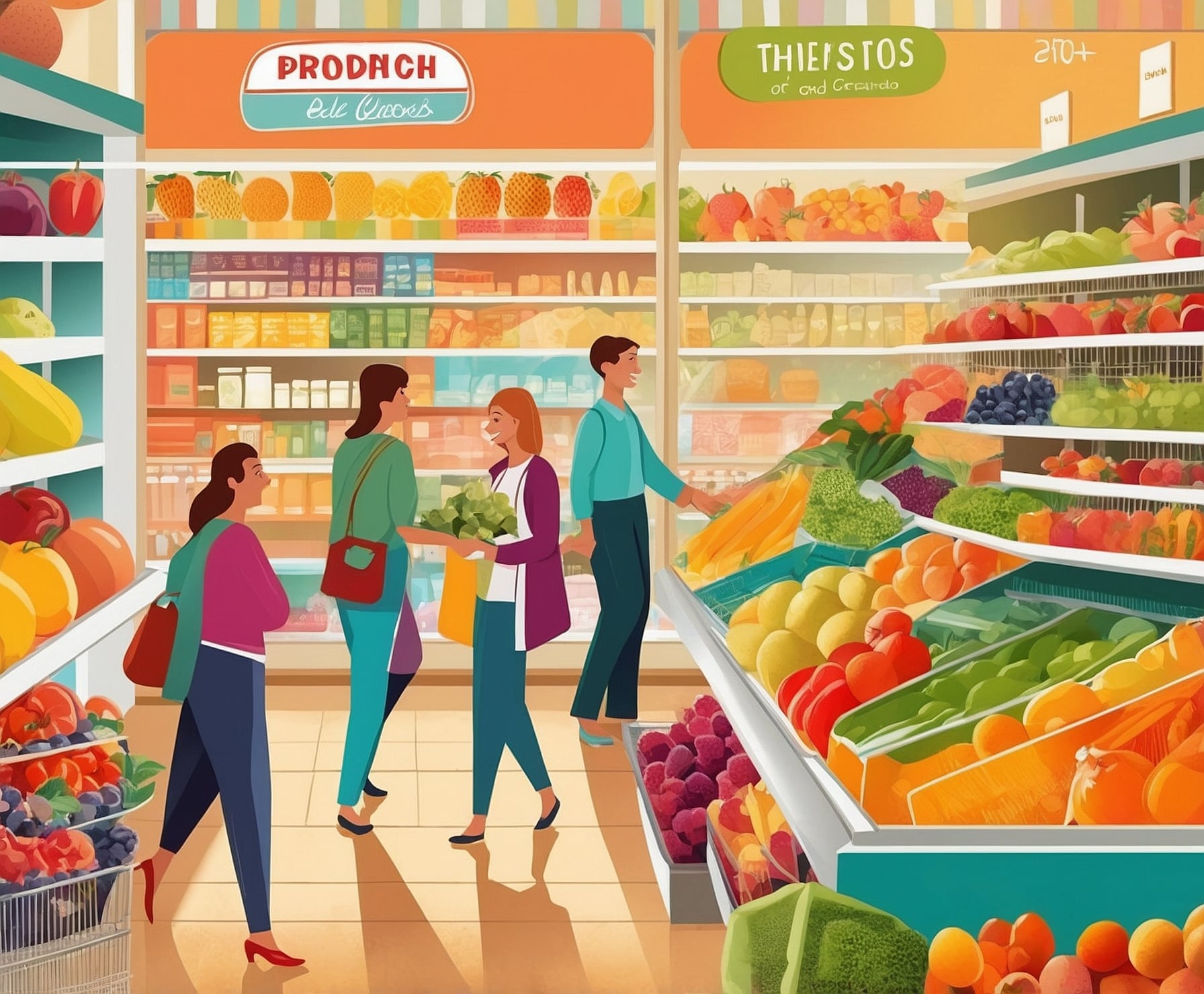 Compras alegres y divertidas en supermercado