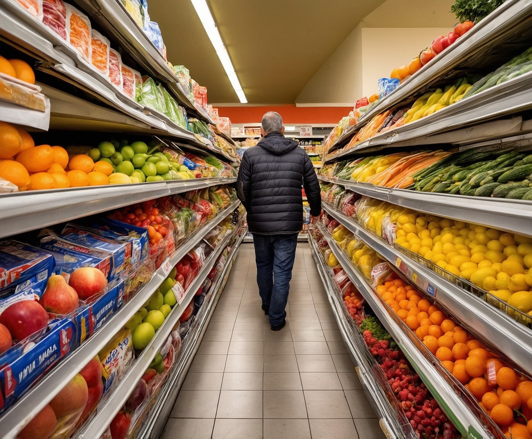 Experiencia divertida de compra en supermercado