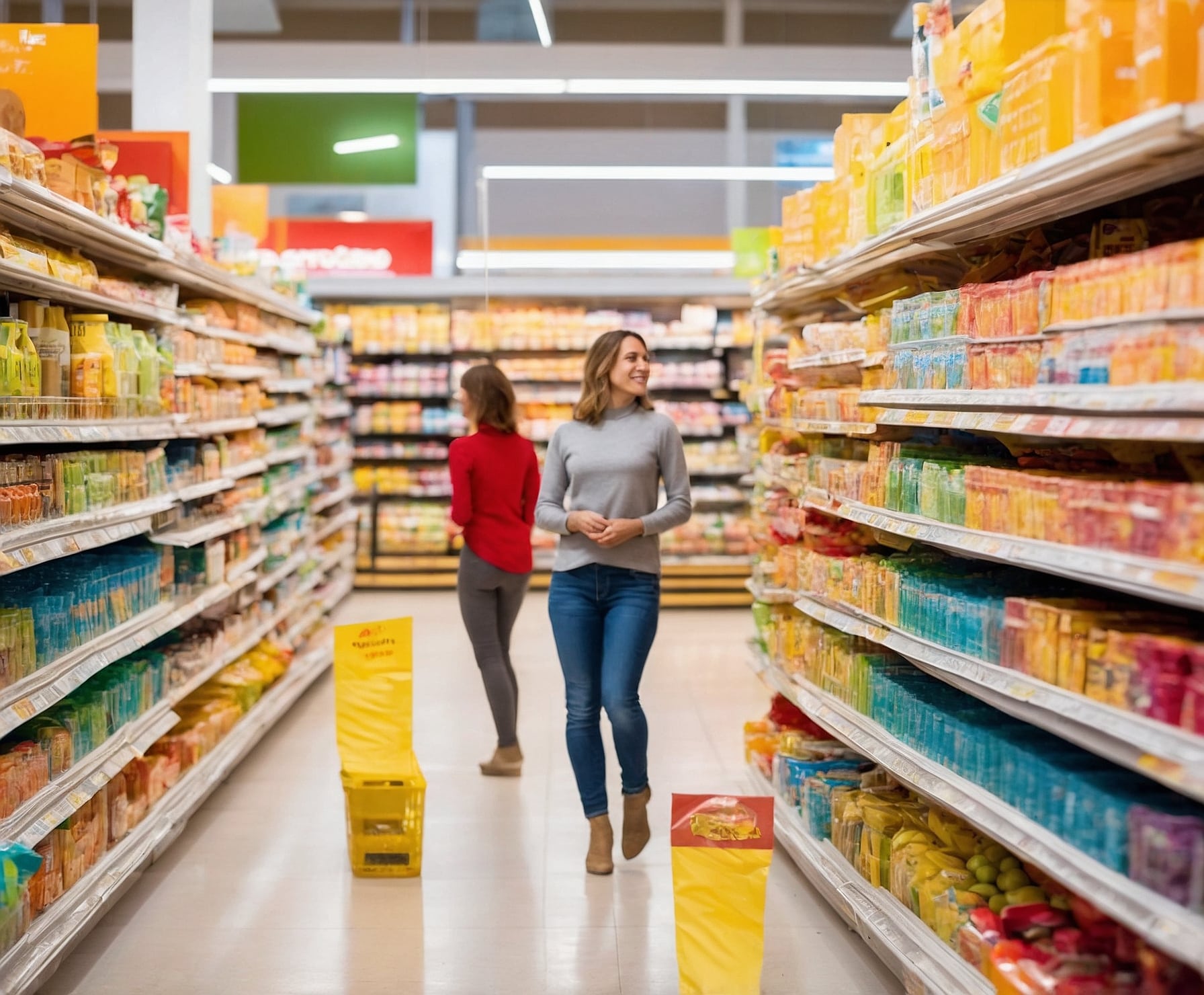 Autoservicio de supermercado con productos frescos y experiencia divertida